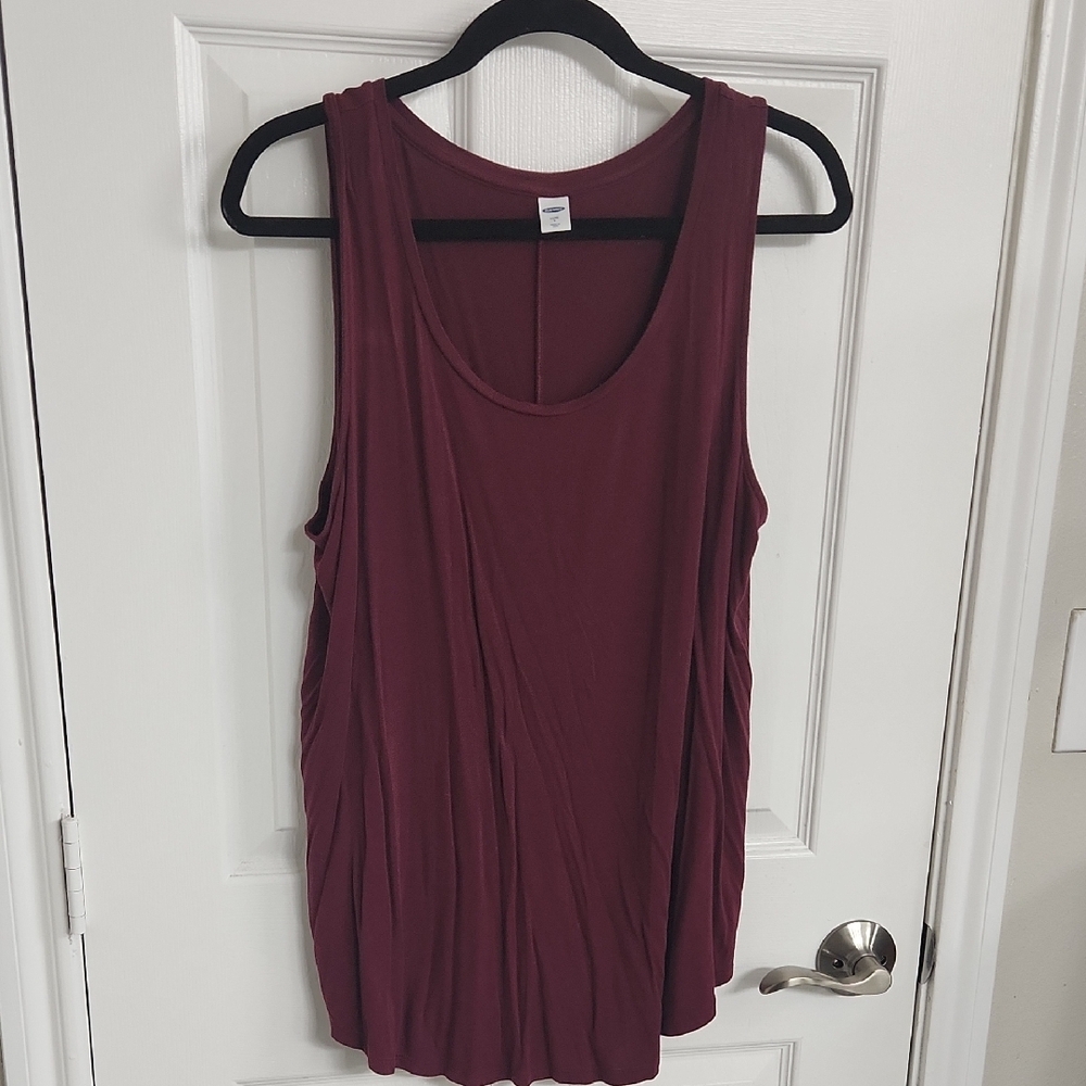 Old Navy Deep Red Luxe Scoop Neck Rank Top Size: L - Picture 2 of 6